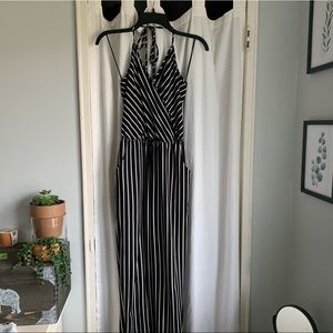 Black and White Striped Jumpsuit